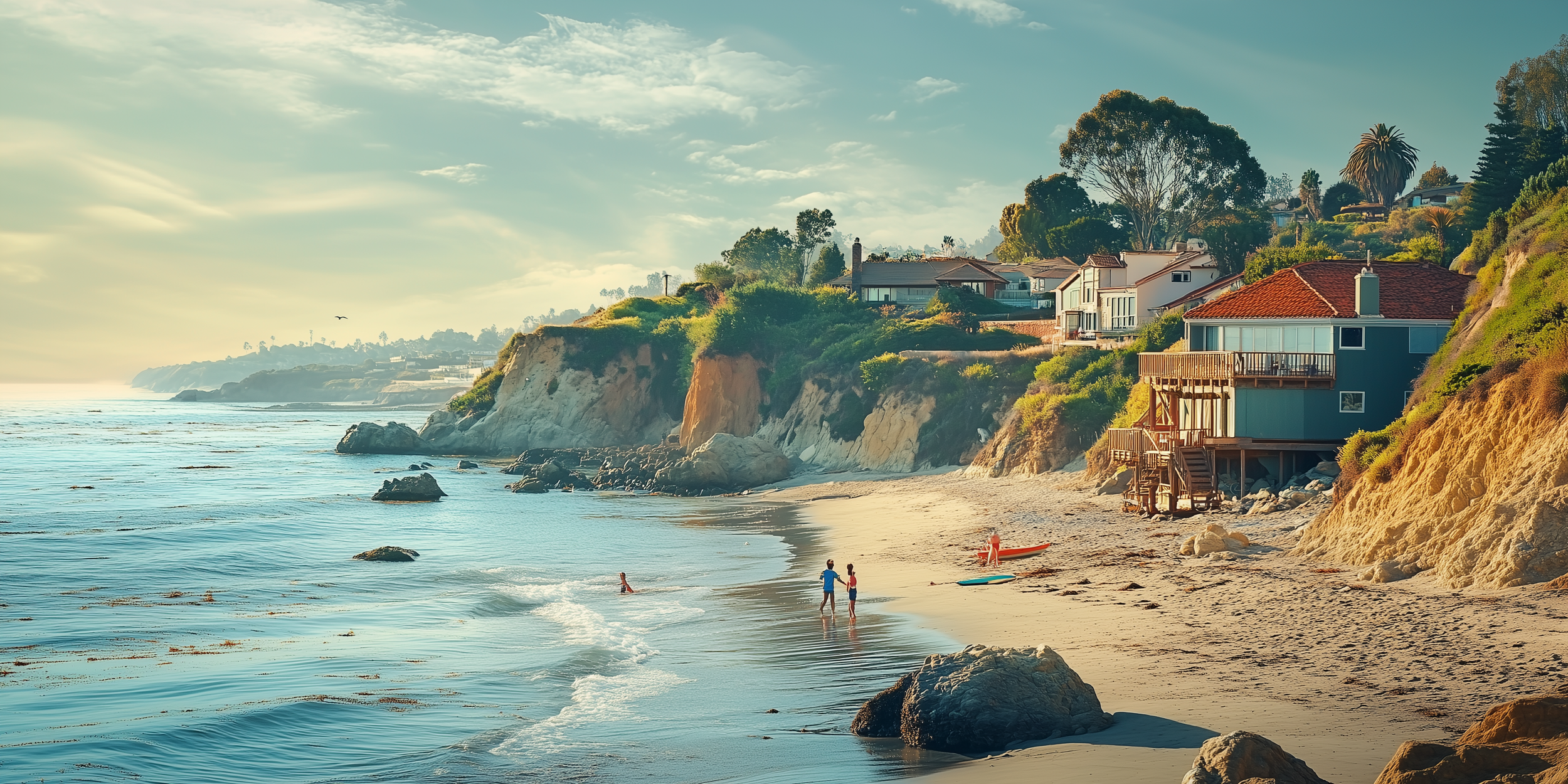 A warm idyllic California summer day in a residential neighborhood